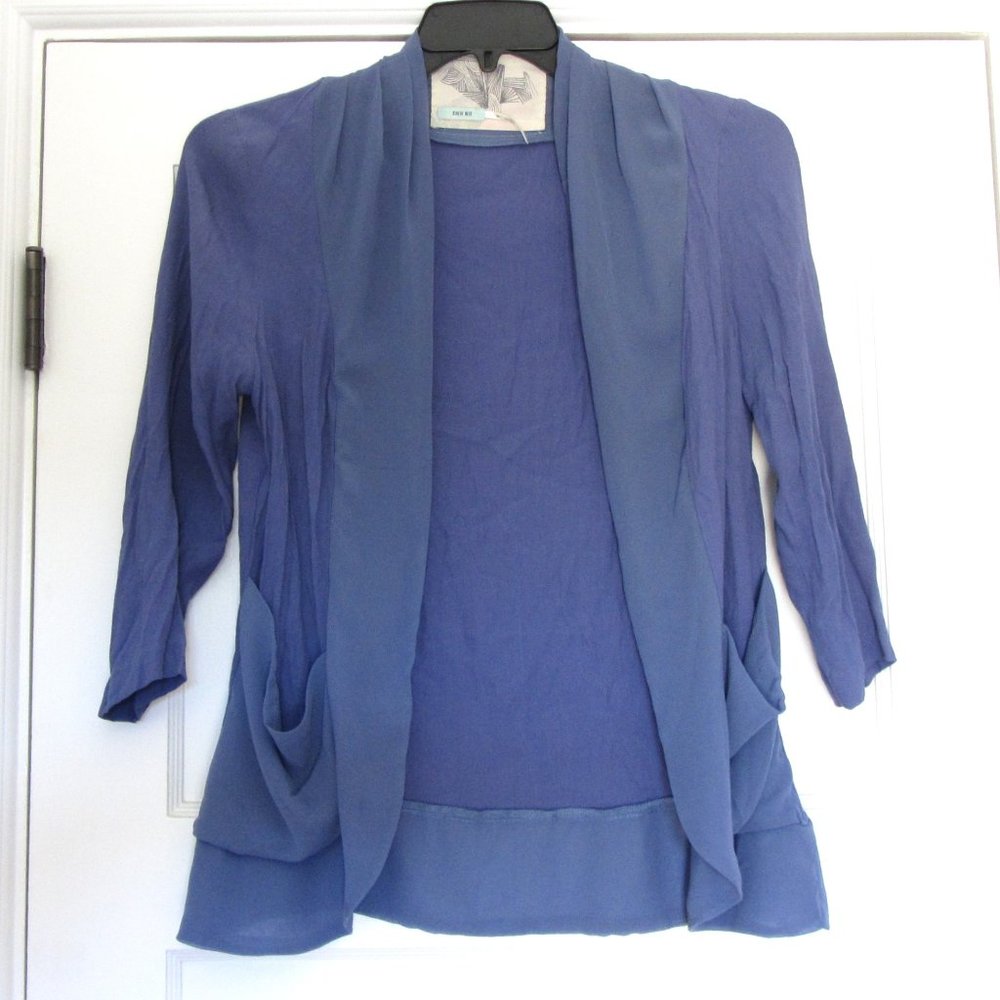 Kimchi Blue Open Jacket, Periwinkle Blue, 3/4 Sleeves, Size Medium
